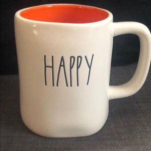 Rae Dunn Happy Halloween mug orange interior
